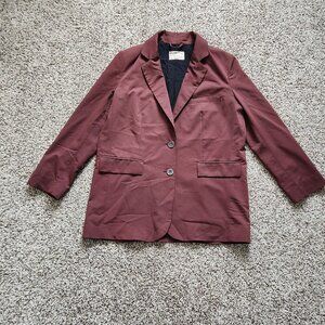 We the Free People Womens Blazer Sz Small Maroon Slouchy Oversized Lagenlook